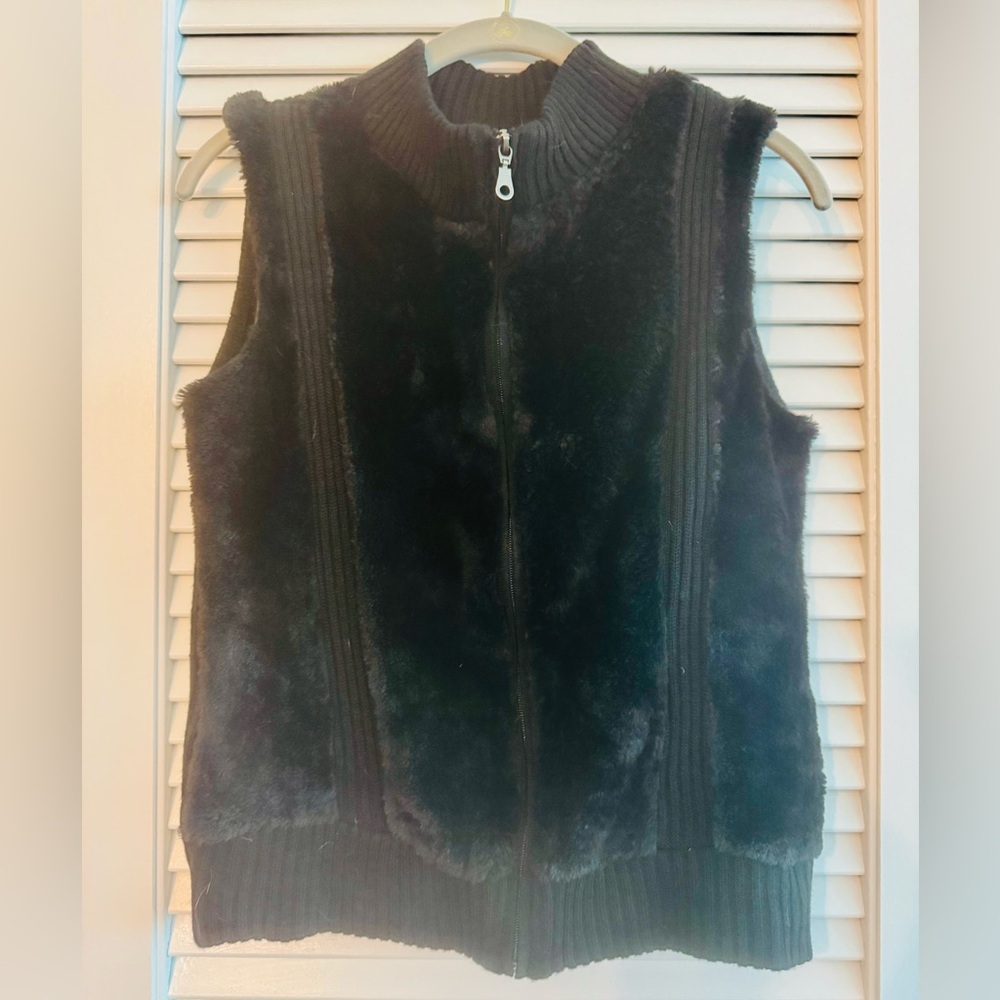 Black Faux Fur Vest